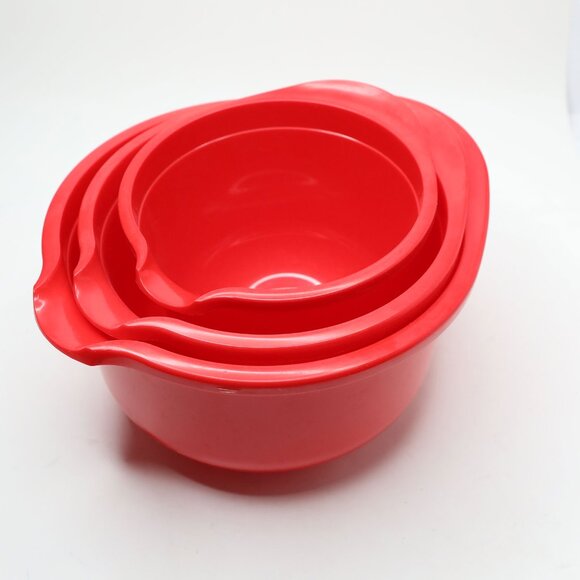 Vintage Rosti Denmark Red Mixing Bowls Set of 3 Lightweight 1980s Erik Lehmann - Picture 5 of 14